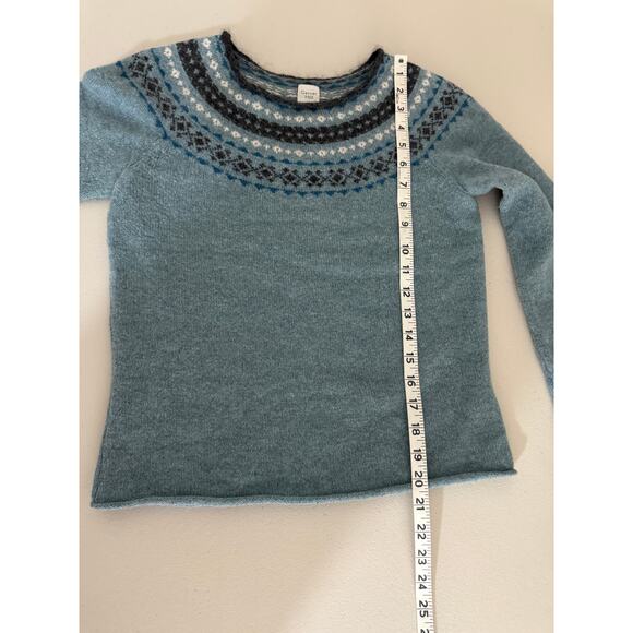 Garnet Hill Blue Lambswool Cashmere Wool Mohair Fair Isle Sweater Shirt XS - Picture 7 of 7